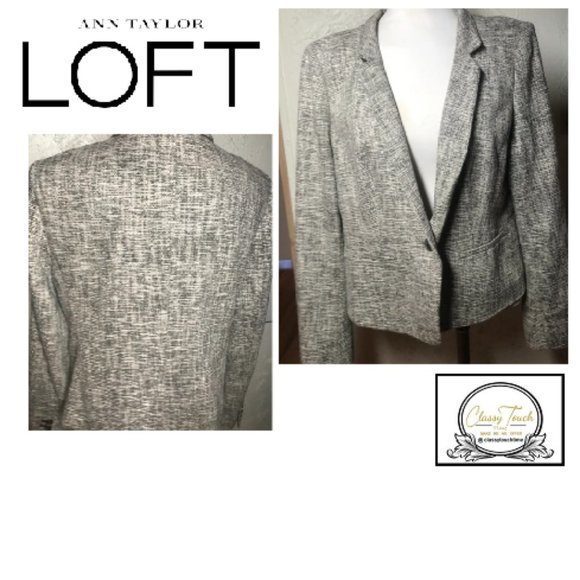 LOFT Gray Textured Blazer Size 14 - Picture 1 of 6